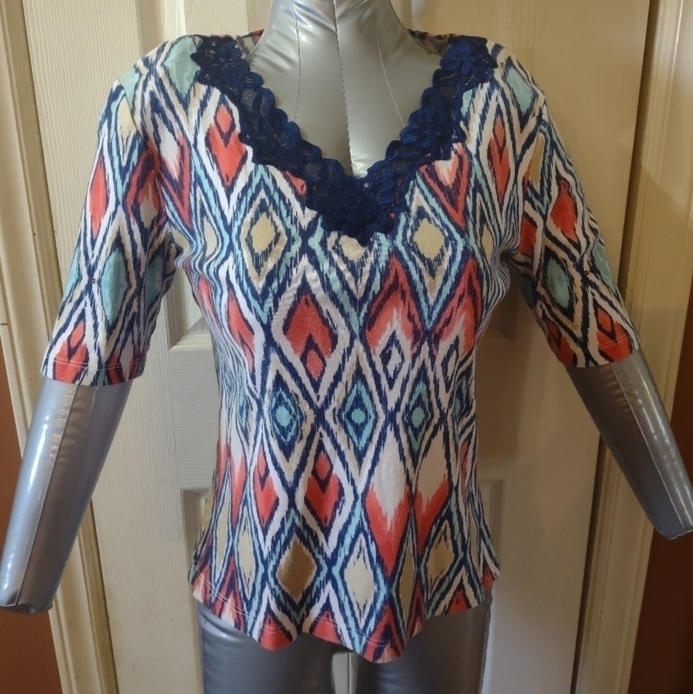Jones New York woman size PM petite medium blouse shirt top